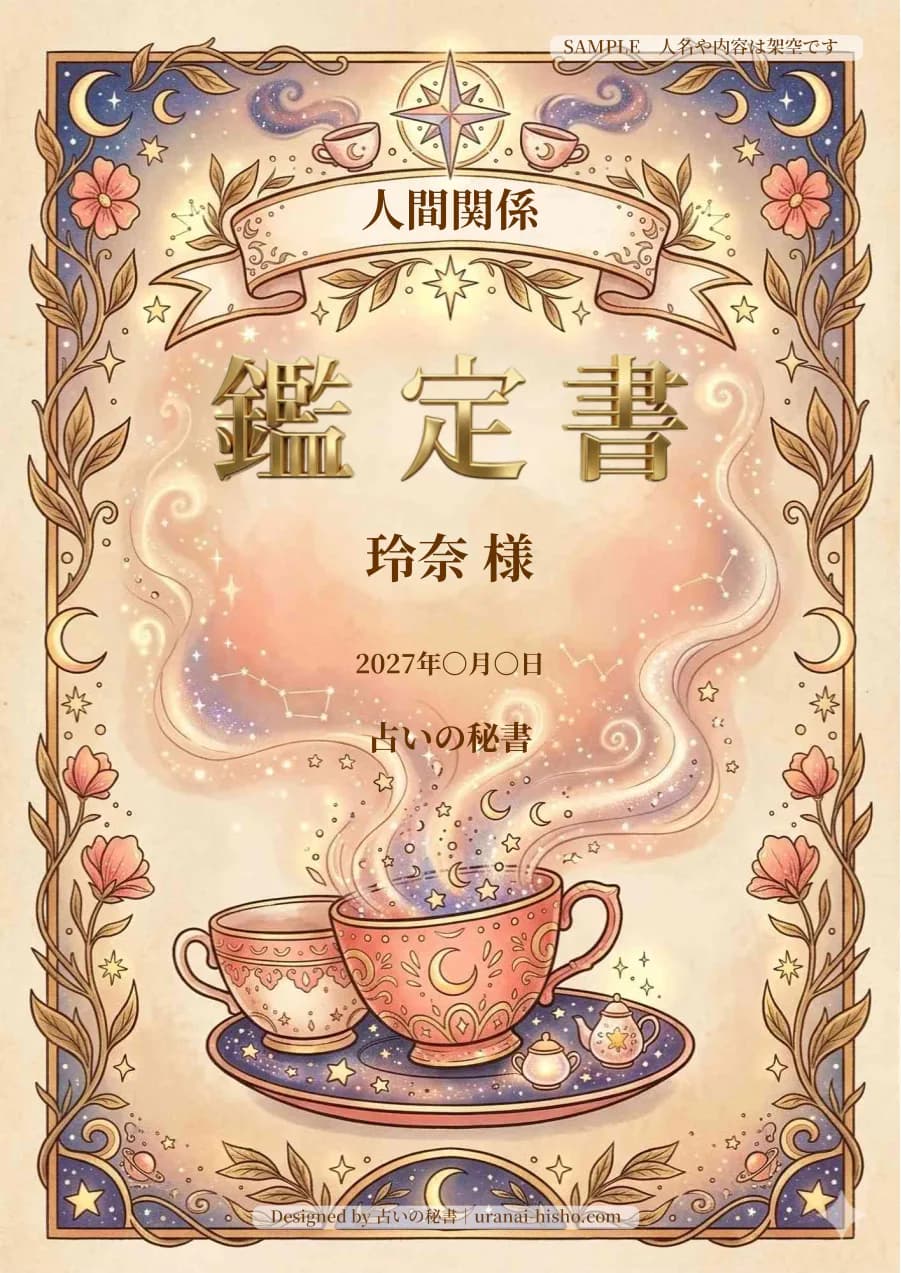 玲奈様・人間関係の完成鑑定書表紙